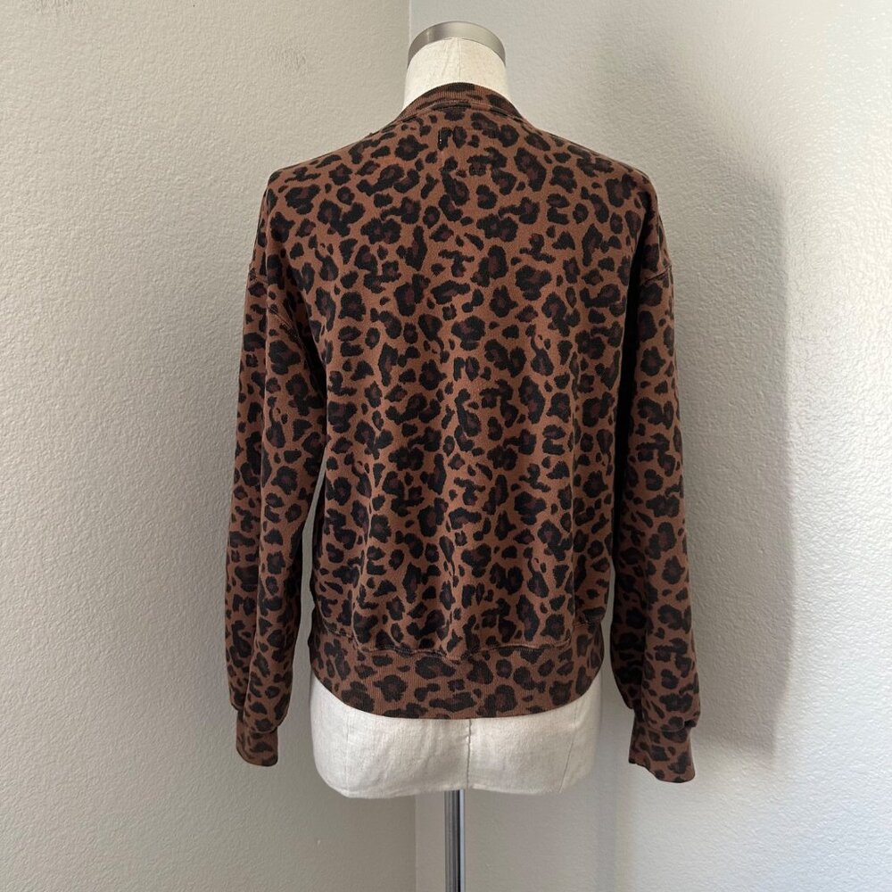 Abercrombie & Fitch Leopard Print Crewneck Sweatshirt Brown & Black Casual Sz XS - Picture 2 of 13